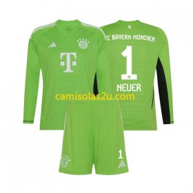 Camisolas de futebol FC Bayern München Manuel Neuer 1 Guarda Redes Criança Equipamento Alternativa 2023/24 Manga Comprida